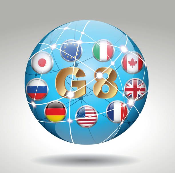 g8 (международные организации - flag european union flag g8 italy stock illustrations