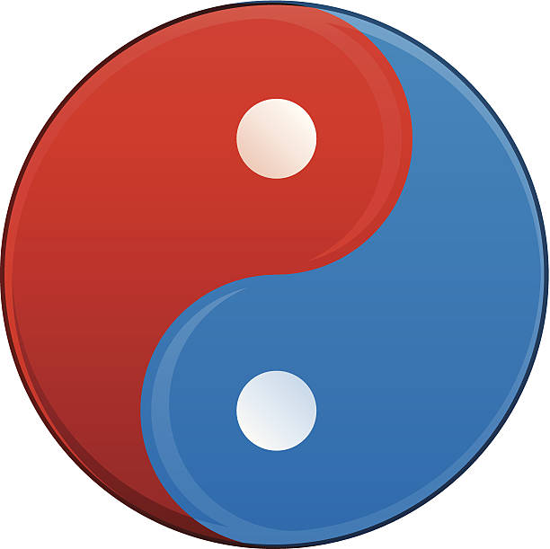 инь-ян - yin yang symbol yin yang ball zen like symbol stock illustrations