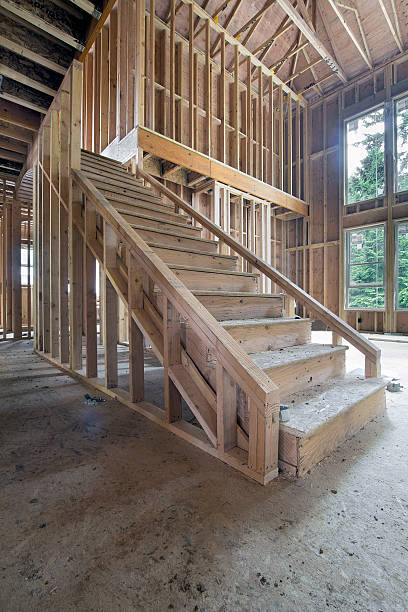 istock Wood Framing for House Staircase 476408833