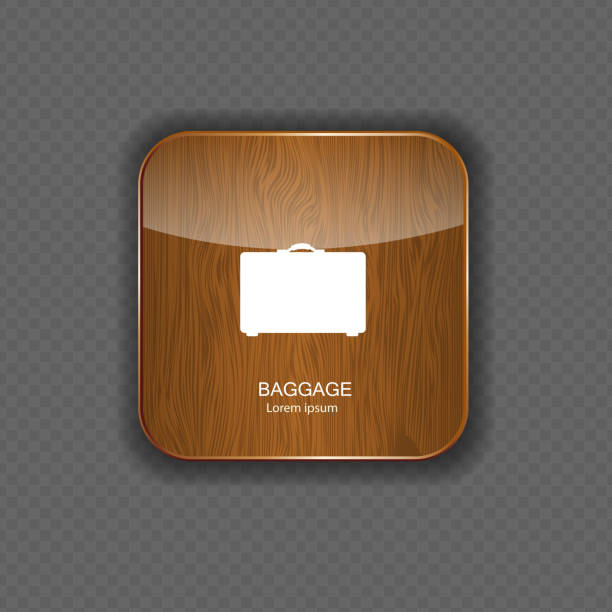 drewna ikony aplikacji bagażu - suitcase luggage white background retro revival stock illustrations