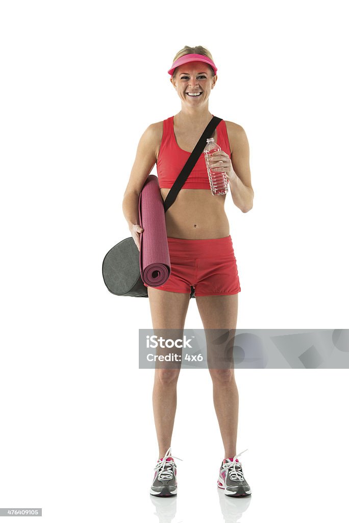 Atleta feminina com Tapete de ginástica gym bag e - Royalty-free 20-29 Anos Foto de stock