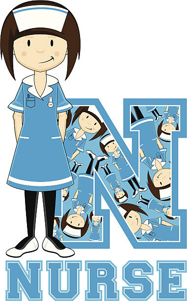 ilustrações de stock, clip art, desenhos animados e ícones de little enfermeiro padrão de aprendizagem latina n - characters pen shoe vector