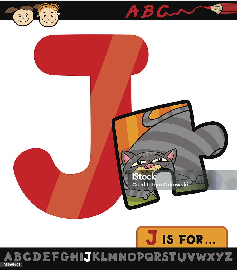 Lettera j con jigsaw illustrazione fumetto - arte vettoriale royalty-free di Alfabeto