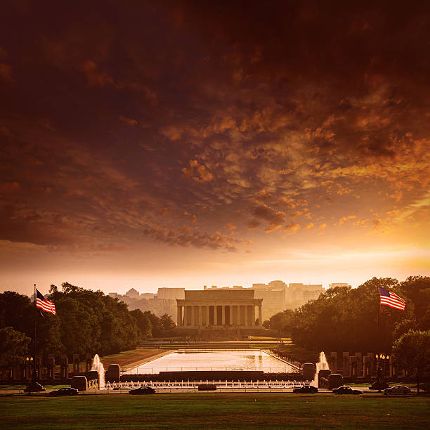 Abraham Lincoln Memorial building sunset Washington DC US USA