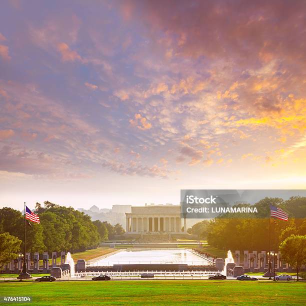 Abraham Lincoln Memorial Sunset Washington Dc Stock Photo - Download Image Now - City, Washington DC, 2015