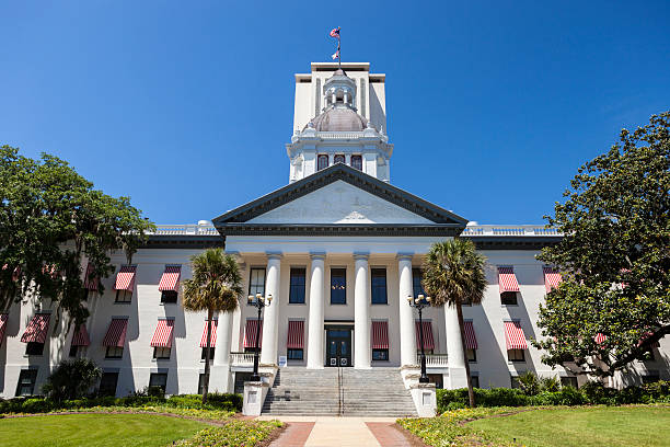 Old And New Florida State Capitol Buildings In Tallahassee stock photo