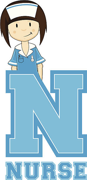 ilustrações de stock, clip art, desenhos animados e ícones de cute little enfermeiro aprendizagem latina n - characters pen shoe vector
