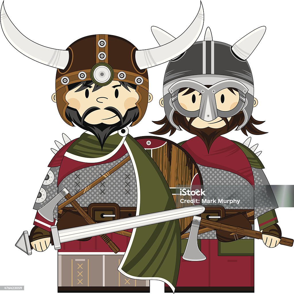 Mignon dessin animé Viking Warriors - clipart vectoriel de Adulte libre de droits
