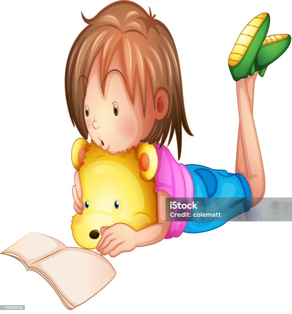 Child studying Child studying on a white background Blue stock vector