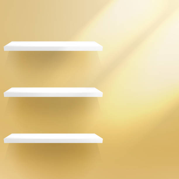 istock Detailed illustration of shelves on gold. 476428705