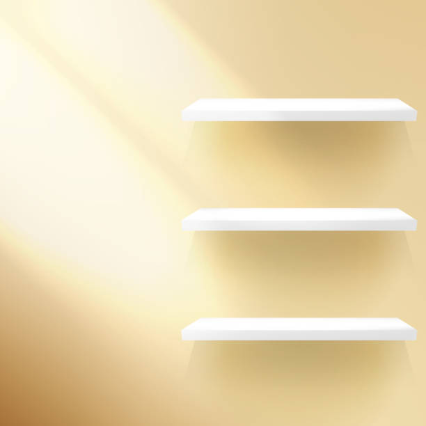 istock Detailed illustration of shelves on gold. 476428707