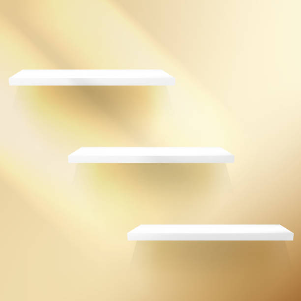 istock Detailed illustration of shelves on gold. 476428777