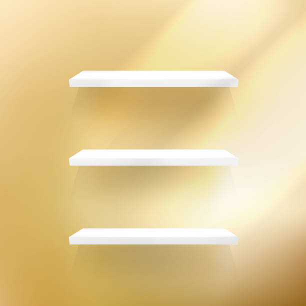 istock Detailed illustration of shelves on gold. 476428783