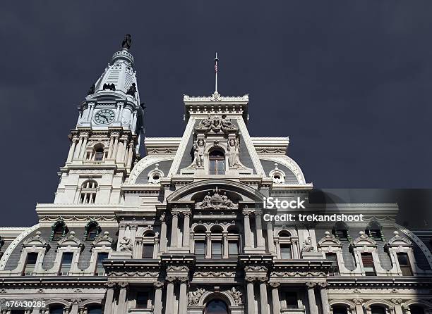 Philadelphia City Hall E Tempestade Com Trovoadaweather Condition - Fotografias de stock e mais imagens de Câmara Municipal de Filadélfia