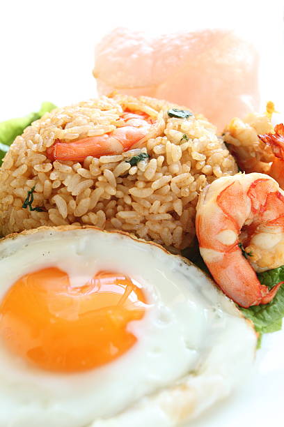 With sunny side up and shrimp