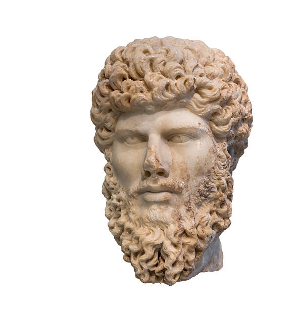 ヘッドのローマ皇帝 lucius verus （野外 161-169 ad ）、絶縁 - roman rome statue augustus caesar ストックフォトと画像