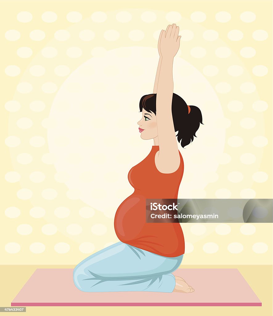 Bella mamma incinta Posa yoga praticante - arte vettoriale royalty-free di Adulto