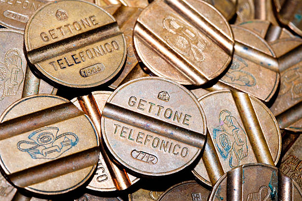 Old Telephone Tokens stock photo