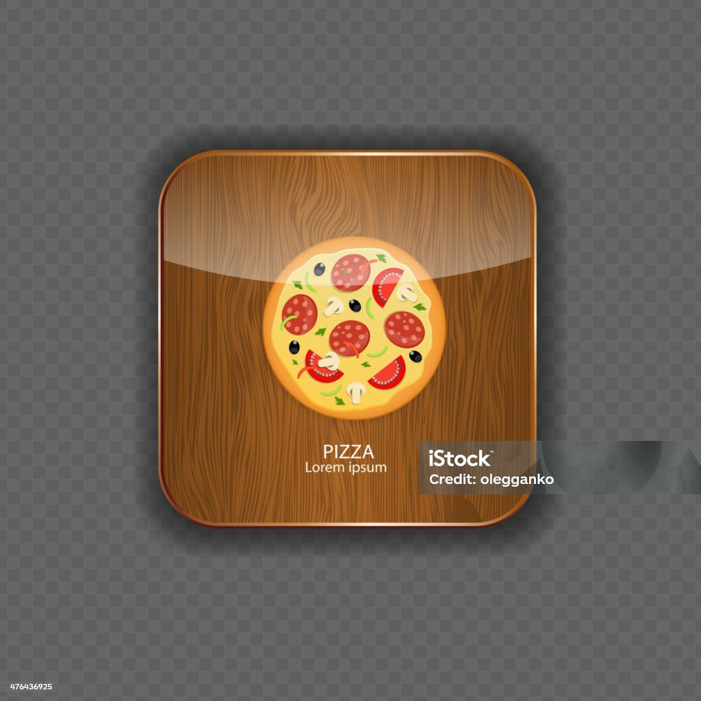 Pizza ilustração vetorial de ícones de aplicação de madeira - Royalty-free Alimentação Não-saudável arte vetorial