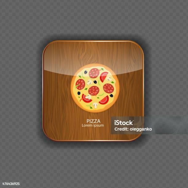 Pizza Ilustração Vetorial De Ícones De Aplicação De Madeira - Arte vetorial de stock e mais imagens de Alimentação Não-saudável