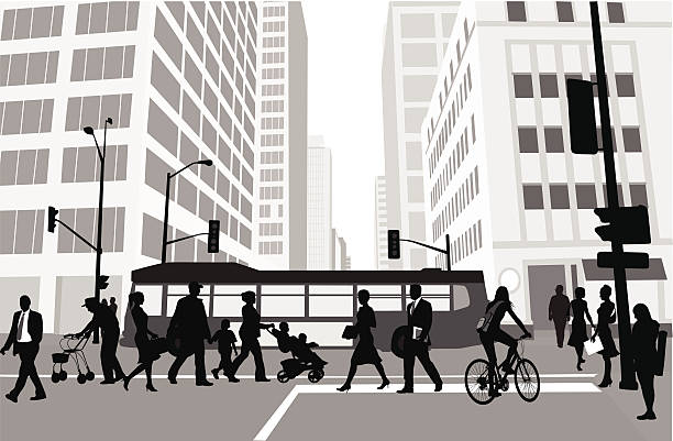 ilustraciones, imágenes clip art, dibujos animados e iconos de stock de bloque de la ciudad de peatones - focus on shadow black business digitally generated image