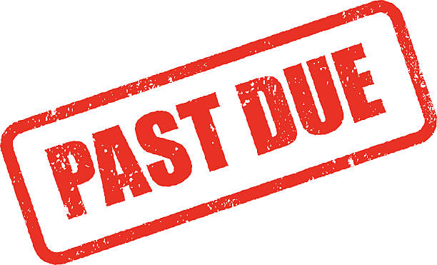 Past Due Rubber Stamp Ink Imprint Icon (Transparent Background) A weathered, grungy rubber stamp ink imprint in red. Easily place this stamp into your design as there is no background color (white). Objects will show through the grunge texture punched out of the stamp. Download includes a high resolution RGB JPEG as well as an editable AI10 vector EPS. past due stock illustrations