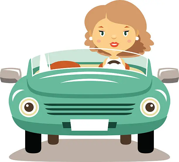 Vector illustration of Young woman driver