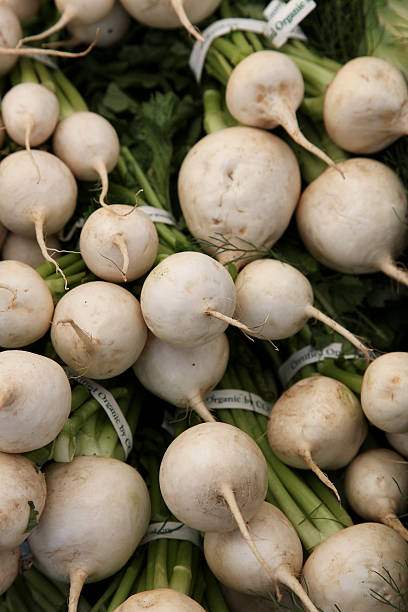 Turnips at farmer's market stock photo