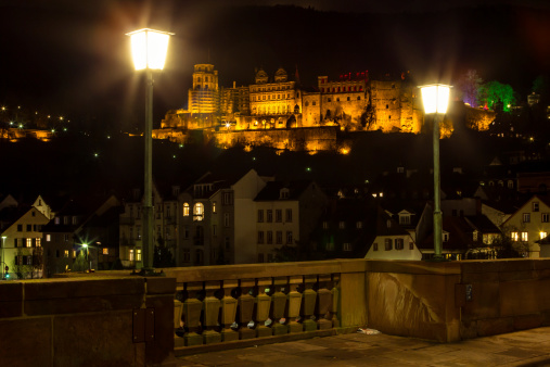 City of Heidelberg (Germany) - view over the old town of Heidelberg including the castle