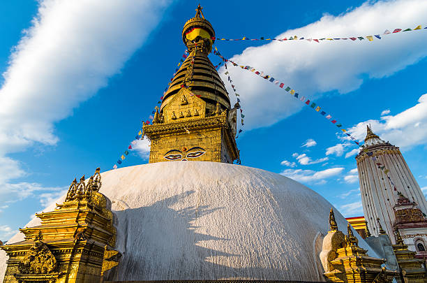 Front View of Swayambhunath in Kathmandu, Nepal stock photo