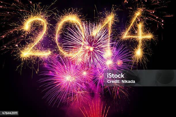 Sparkling New Year 2014 Stock Photo - Download Image Now - 2014, Abstract, Black Background