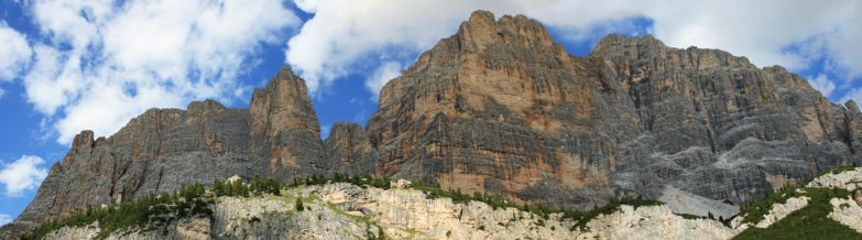 Mountain landscape panorama. The Famous Dolomites of Fanes in Italy.
