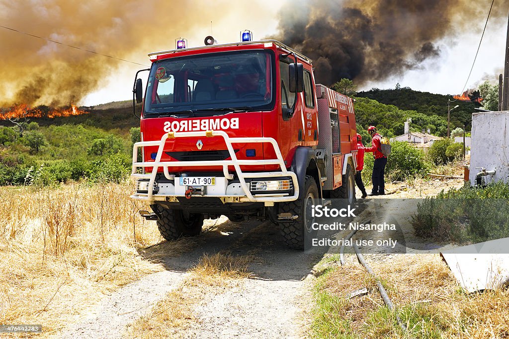 Firefighters борьбе с огромным bushfire - Стоковые фото Пожарный роялти-фри