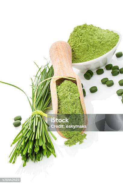 Wheatgrass Powder And Pills Superfood Stock Photo - Download Image Now - Ground - Culinary, Spirulina Bacterium, Alternative Medicine