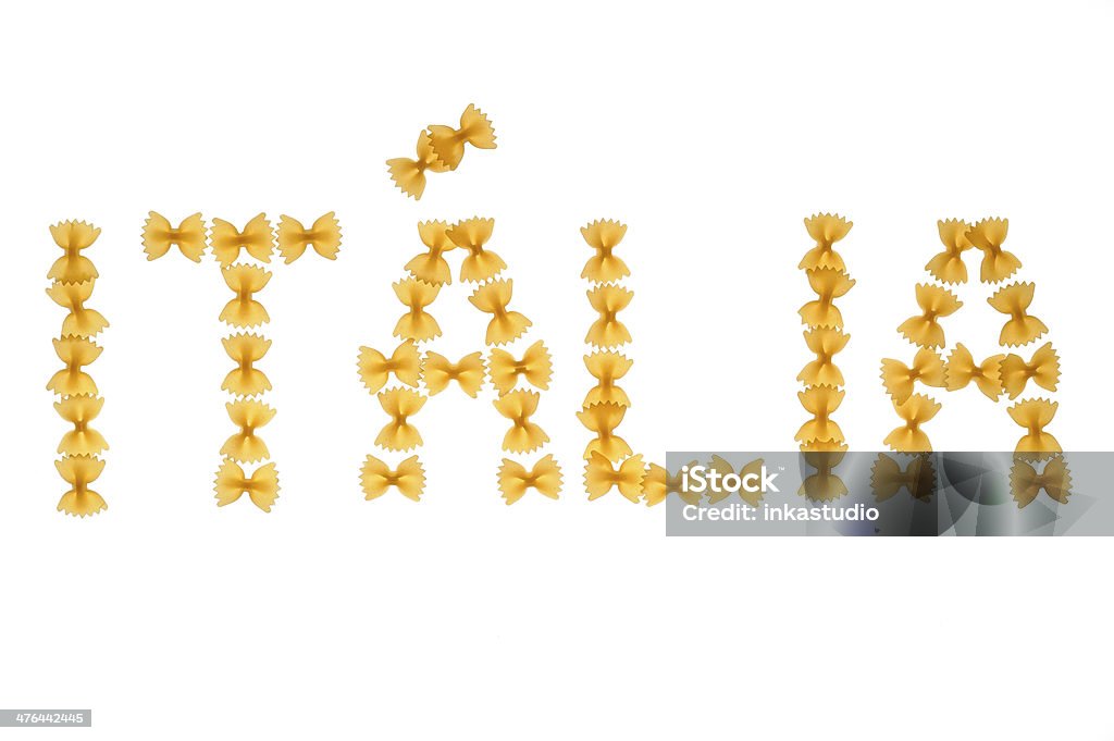Wort geschrieben mit farfalle Italia - Lizenzfrei Alphabet Stock-Foto