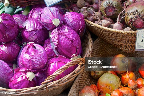 Farmers Market Vegetables Stock Photo - Download Image Now - Agricultural Fair, Farmer's Market, Red Cabbage