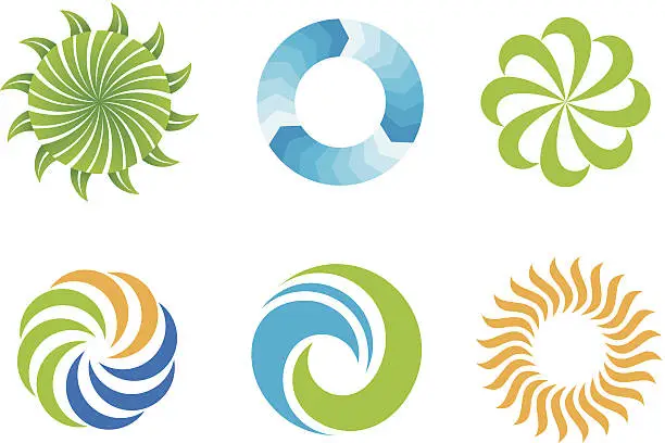 Vector illustration of Crazy beautifl green nature circles logo design symbol