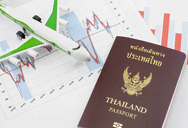 istock Toy airplane and passport 476447150