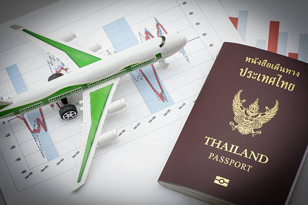 istock Toy airplane and passport 476447154