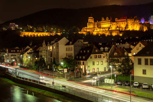 City of Heidelberg (Germany) - view over the old town of Heidelberg including the castle