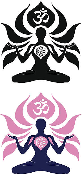 illustrations, cliparts, dessins animés et icônes de emblème de yoga - lotus reflection flower single flower