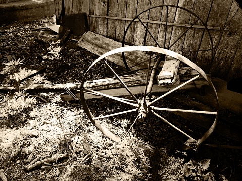 Old cannon wheels.