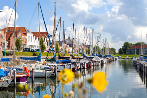 The picturesque harbor of Brouwershaven, Netherlands