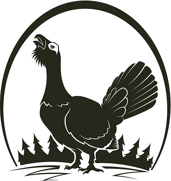 Cock of the wood Symbol of capercaillie. Easy to change colour. Ready to cutting plotter. tetrao urogallus stock illustrations