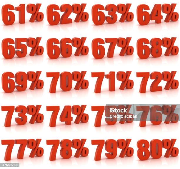 Percentage Set From 61 To 80 Stock Photo - Download Image Now - Cut Out, Digitally Generated Image, Group Of Objects