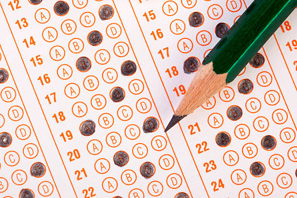 Exam Filled optical form of an examination. personality test stock pictures, royalty-free photos & images