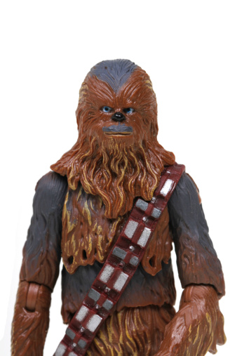 Vancouver, Canada - January 27, 2014: Chewbacca from the Star Wars film franchise, posed against a white background.