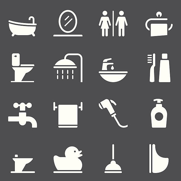 ilustraciones, imágenes clip art, dibujos animados e iconos de stock de serie iconos de baño-blanco - water droplets