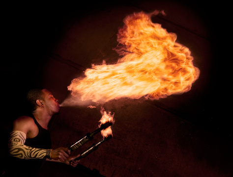 Fire eater with copyspace
