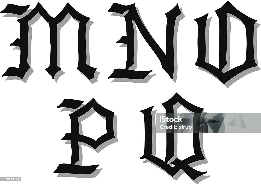 Illustration der gotischen Buchstaben des Alphabets - Lizenzfrei Alphabet Vektorgrafik